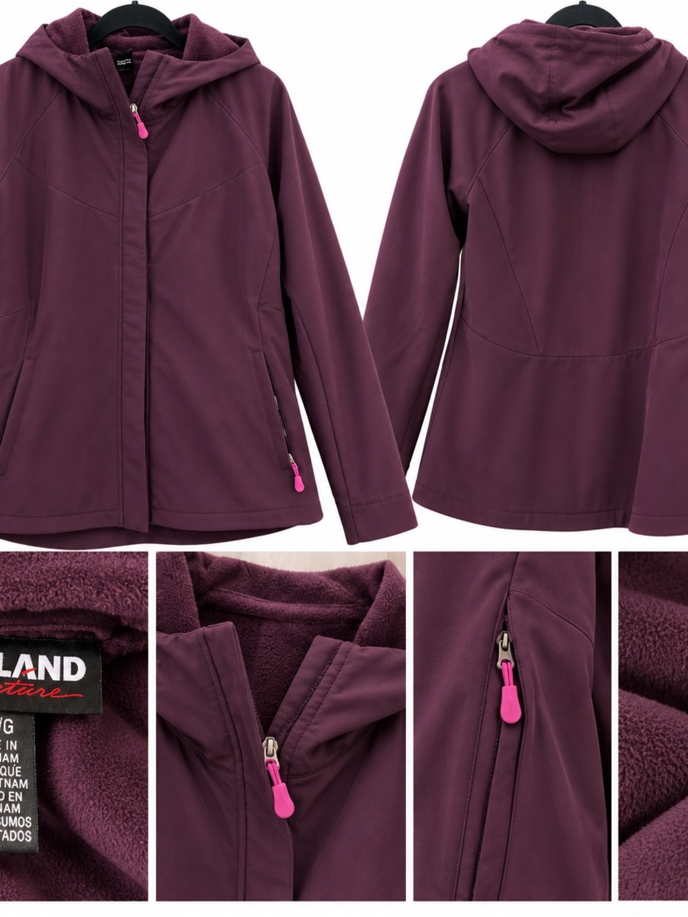 Kirkland Signature Women’s Plum Purple Hooded Softshell Jacket Large